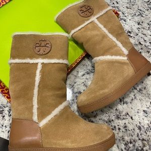 TORY BURCH Amelie Sherling & Suede Boots SZ 6 Wmn